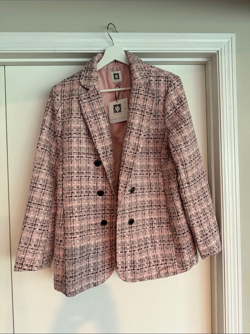 Anne Klein Pink Tweed Blazer Size Large New with Tags